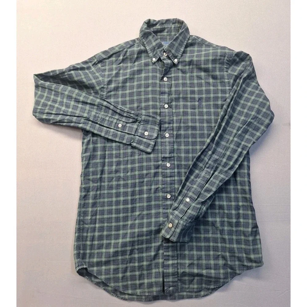 Vintage Polo Ralph Lauren‎ Small Petite Blue Green Plaid Classic Preppy Office